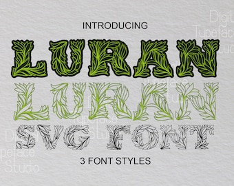 Luran color SVG font, uppercase font, Commercial Use, Doodle art, OTF file, Digital download