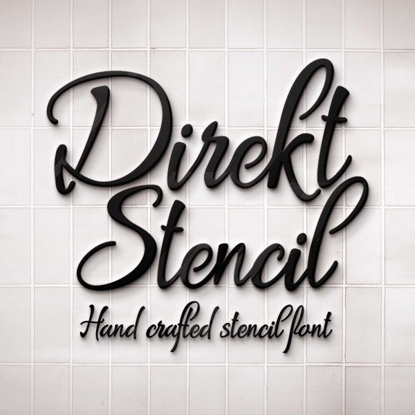 Direkt Stencil font, stencil font, hand crafted stencil script, Europian characters, Commercial use, TTF, OTF, Instant Download