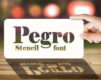 Pegro Stencil font, stencil font, hand crafted stencil serif, serif typeface, craft font, Commercial use, TTF, OTF, Instant Download
