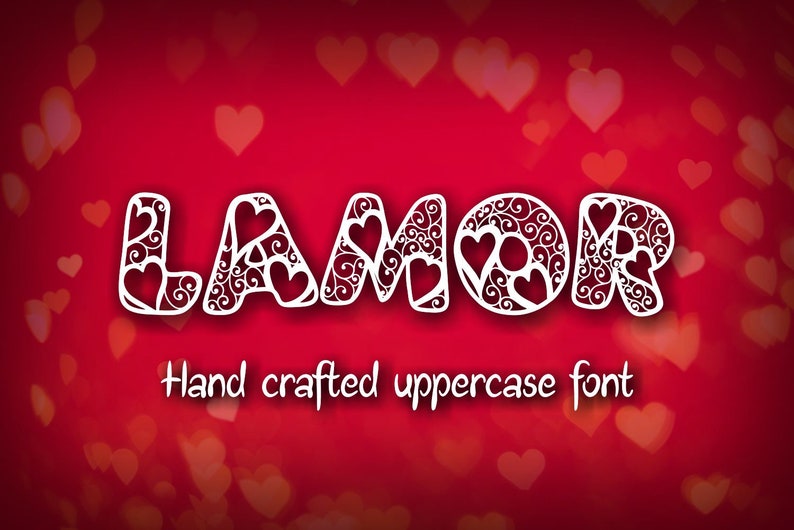 Lamor font Valentine days font uppercase typeface hearts image 1