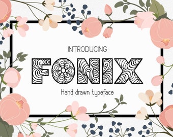 Hand drawn Font, Fonix Font, Monogram, Initials, Capital letters, hand drawn typeface, Commercial License, Instant download, TTF, OTF