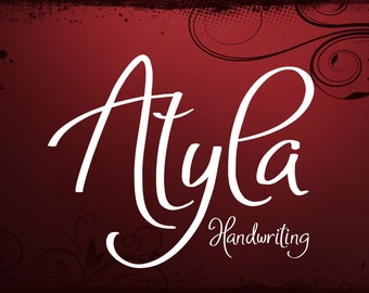 Digital font, Atyla font, handwritten font, script font, hand lettered typeface, Commercial use, TTF, OTF, Instant Download