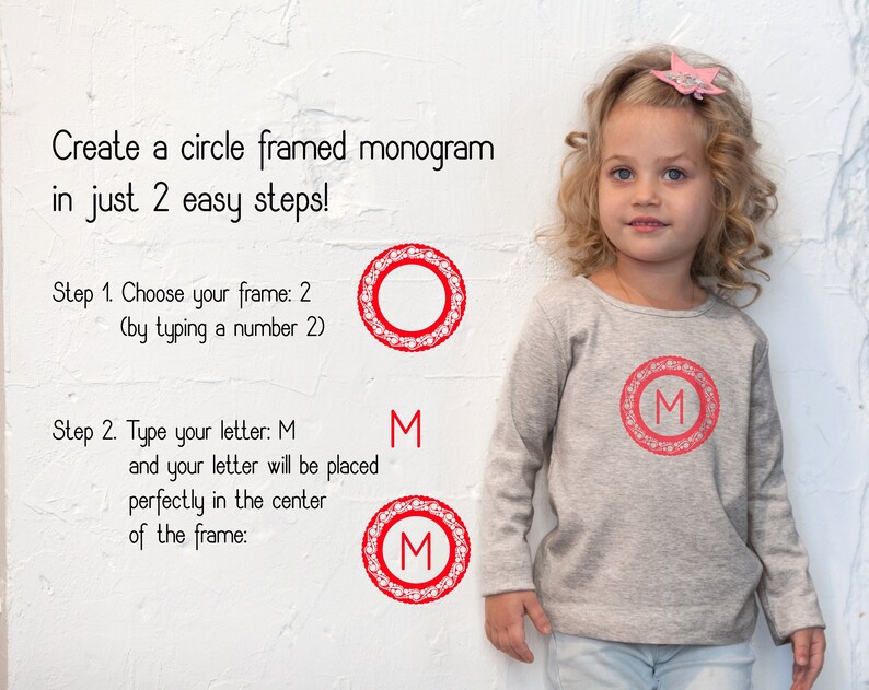 Monogram Framer font with bonus circle frame cliparts, png, svg, eps files, monogram creator, font download, font for crafters, TTF, OTF image 3