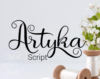 Artyka font, hand crafted script font, handwritten typeface, Commercial use, TTF, OTF, Instant Download