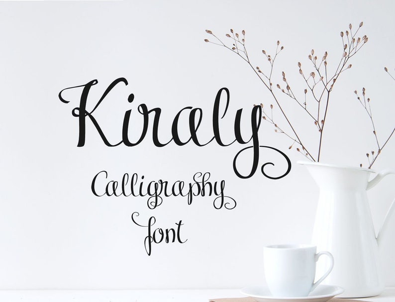Digital font, Kiraly font duo, calligraphy font, hand lettered typeface, Commercial use, TTF, OTF, Instant Download image 1