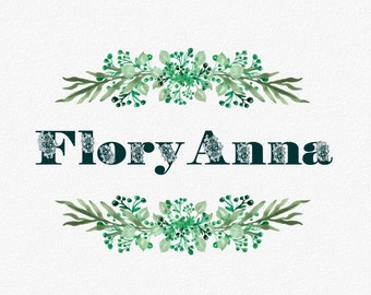 FloryAnna font, floral typeface,  decorated font, Commercial Download, TTF, OTF