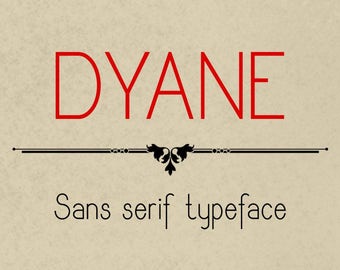 Dyane font, basic san serif typeface, San-serif font, Commercial License, TTF, OTF, Instant Download