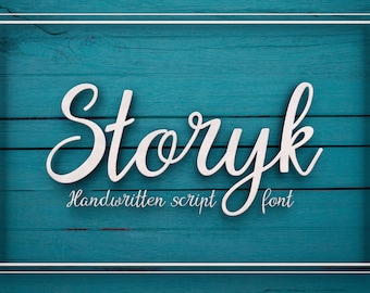 Storyk font, handwritten script font / calligraphy font / hand lettered font, Commercial License, TTF, OTF, Instant Download