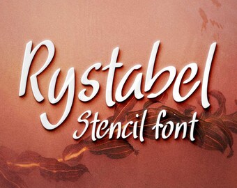 Rystabel font, handwritten stencil typeface, silhouette font, craft font, Commercial use, TTF, OTF, Instant Download