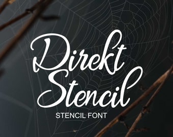 Direkt Stencil font, stencil font, hand crafted stencil script, typeface, craft font, Commercial use, TTF, OTF, Instant Download