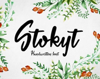 Stokyt font, handwritten font, hand lettered typeface, Digital font, Commercial use, TTF, OTF, Instant Download