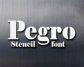 Pegro Stencil font, stencil font, hand crafted stencil serif, serif typeface, craft font, Commercial use, TTF, OTF, Instant Download