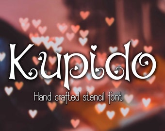 Kupido Stencil font, hand crafted typeface, Commercial use, TTF, OTF, Instant Download