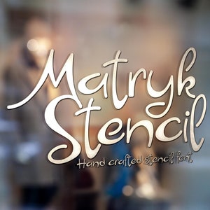 Matryk Stencil font, stencil font, hand crafted stencil script, typeface, craft font, Commercial use, TTF, OTF, Instant Download image 1