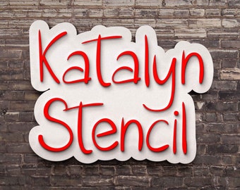 Katalyn Stencil font, handwritten stencil typeface, craft font, Commercial use, TTF, OTF, Instant Download