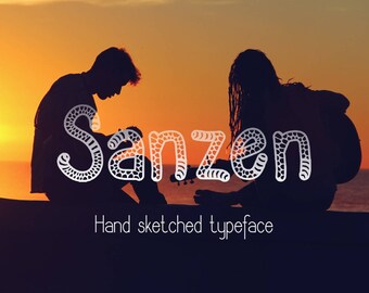 Font, Sanzen True Type font, hand lettered typeface, hand sketched font, Commercial Download