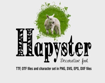 Hapyster font, ttf, otf, png, svg, eps, dxf files, Commercial use, digital download, TTF, OTF, Copyright protected font