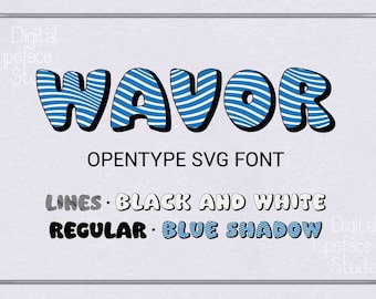 Police SVG Opentype couleur Wavor, 4 styles, usage commercial, TTF, téléchargement immédiat