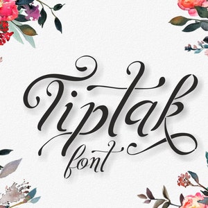 Font, Tiptak font, script font / calligraphy font / handlettered font, Commercial License, TTF, OTF, Instant Download image 1