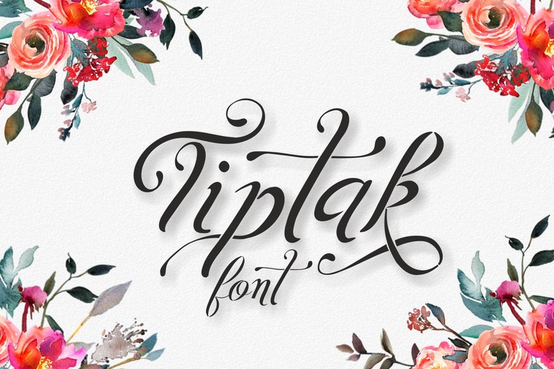 Font, Tiptak font, script font / calligraphy font / handlettered font, Commercial License, TTF, OTF, Instant Download image 1