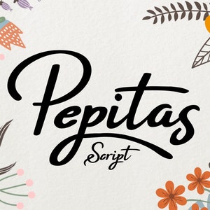 Pepitas font, handwritten font, signature, script, hand writing typeface, craft font, Commercial use, TTF, OTF, Instant Download image 1