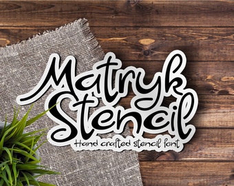 Matryk Stencil font, stencil font, hand crafted stencil script, typeface, craft font, Commercial use, TTF, OTF, Instant Download