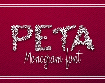 Floral Monogram Font, Peta, Uppercase (OTF, TTF), Commercial License