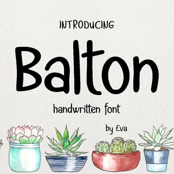 Digital font, Balton font, rounded handwritten font, Commercial License, TTF, OTF, Instant Download