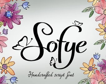 Digital font, Sofye font, handwritten font, hand lettered typeface, Commercial use, TTF, OTF, Instant Download