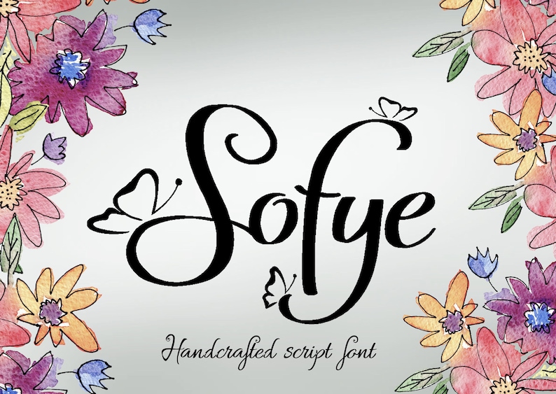 Digital font Sofye font handwritten font hand lettered image 1