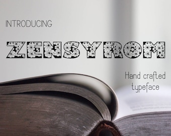 Font, Zensyrom True Type font, hand drawn typeface, hand sketched font, Commercial License, Zentangle inspired art