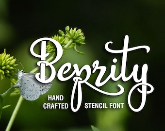 Beprity Stencil font, stencil font, handwritten typeface, craft font, Commercial use, TTF, OTF, Instant Download