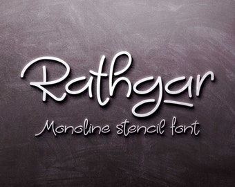 Rathgar Stencil font, handwriting typeface, silhouette font, craft font, Commercial use, TTF, OTF, Instant Download