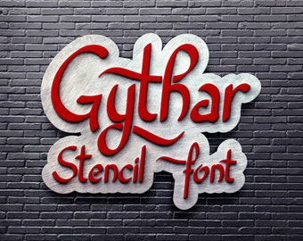 Gythar font, Stencil typeface, cricut, silhouette font, craft font, Commercial use, TTF, OTF, Instant Download