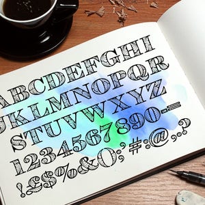 Retrograph uppercase font, digital typeface, .ttf, .otf, .png, svg, .eps files, Commercial License, digital download image 4