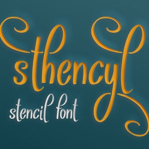 Fuente Sthencyl, fuente de plantilla, tipografía manuscrita, fuente artesanal, Uso comercial, TTF, OTF, Descarga instantánea