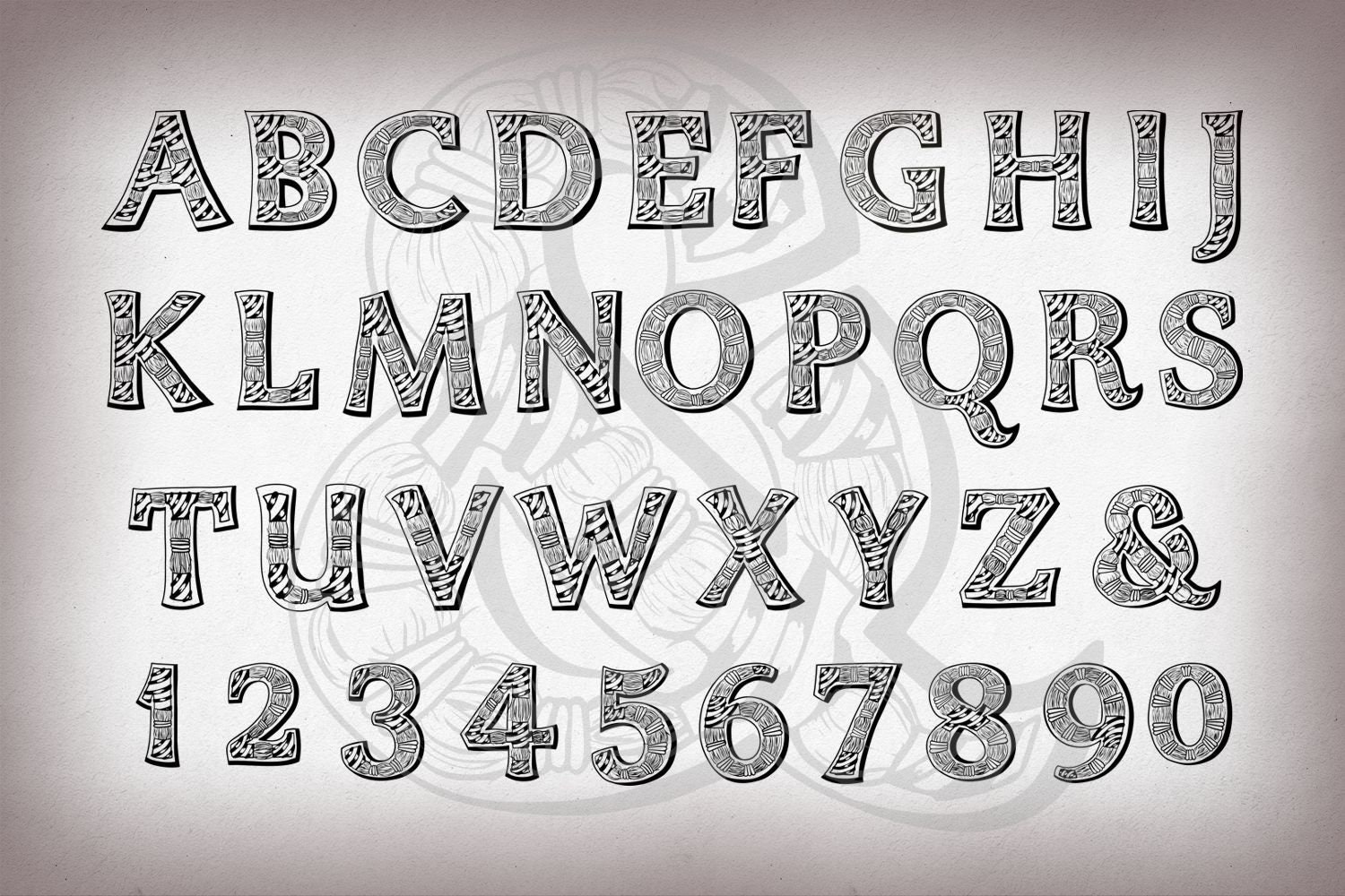 Zentyp Font Capitals & Numbers Hand Drawn Typeface Hand - Etsy