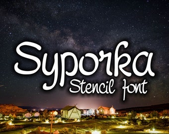 Syporka Stencil font, cricut, silhouette font, craft font, Commercial use, TTF, OTF, Instant Download