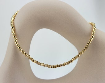24K Gold Plated Japanese Glass Bead Necklace / Beautiful Beaded Necklace to Wear with Other Necklaces or On It's Own, 2" Extension Chain