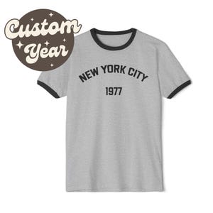 Retro NYC T-Shirt w/ Customizable Year | Unisex Custom New York City Vintage Ringer Tee | Gift | New Yorker | Graduation | Birth Year | Trip