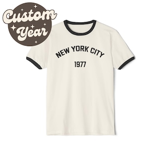 Retro NYC T-Shirt w/ Customizable Year | Unisex Custom New York City Vintage Ringer Tee | Gift | New Yorker | Graduation | Birth Year | Trip