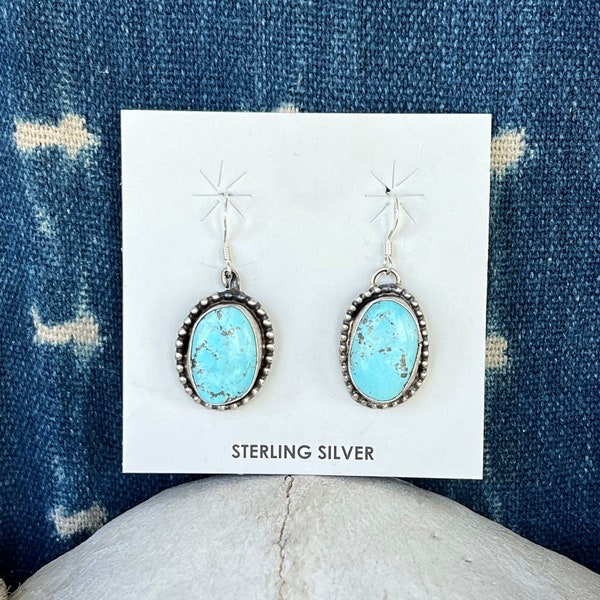 Sterling & Kingman Turquoise Dangle Earrings by Marie Tsosie