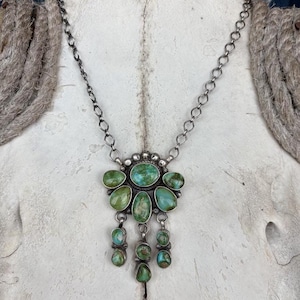 Unique Sonoran Gold Turquoise Dangle Necklace by Lorenzo Juan