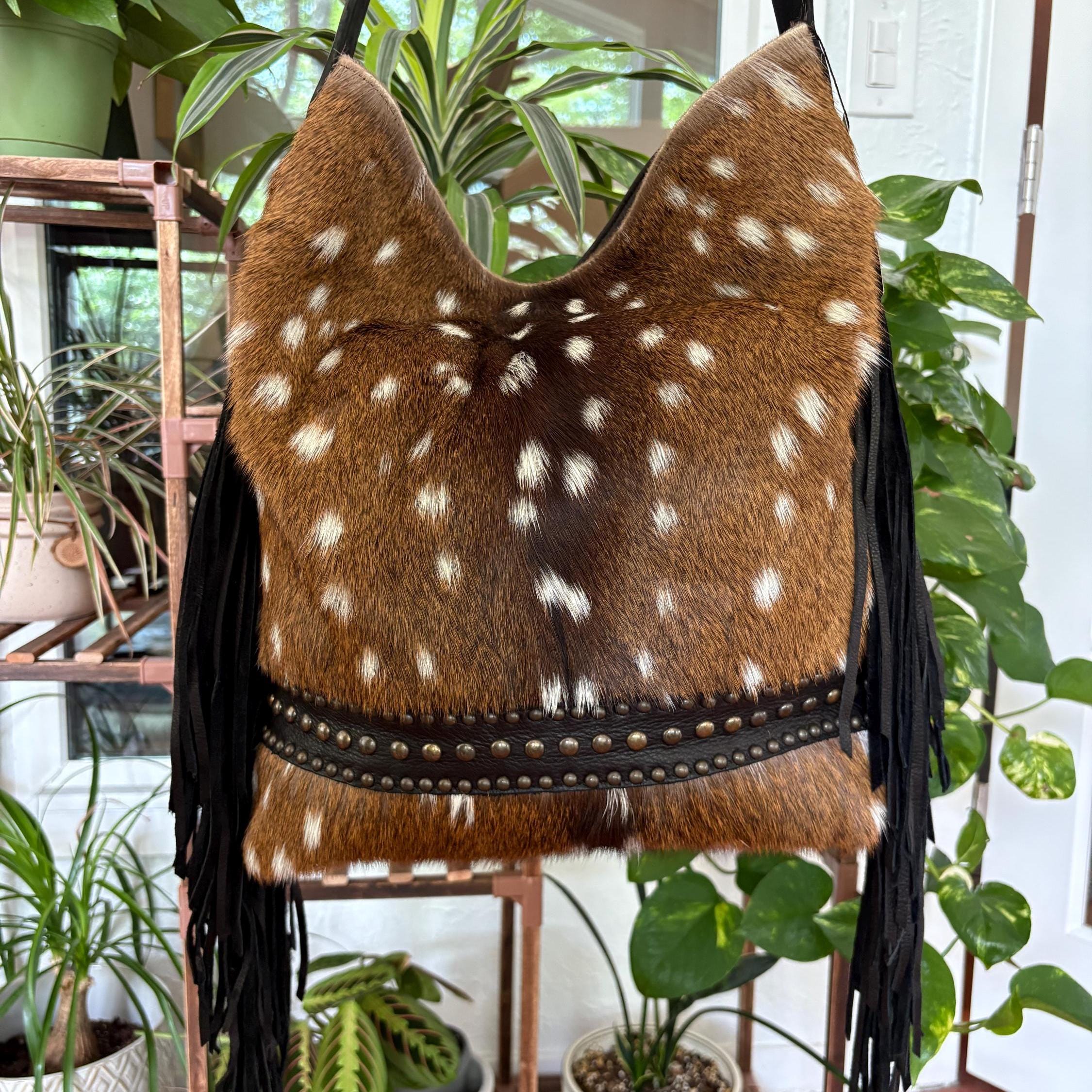 Axis + Black Italian Leather Handbag with Fringe by Juan Antonio