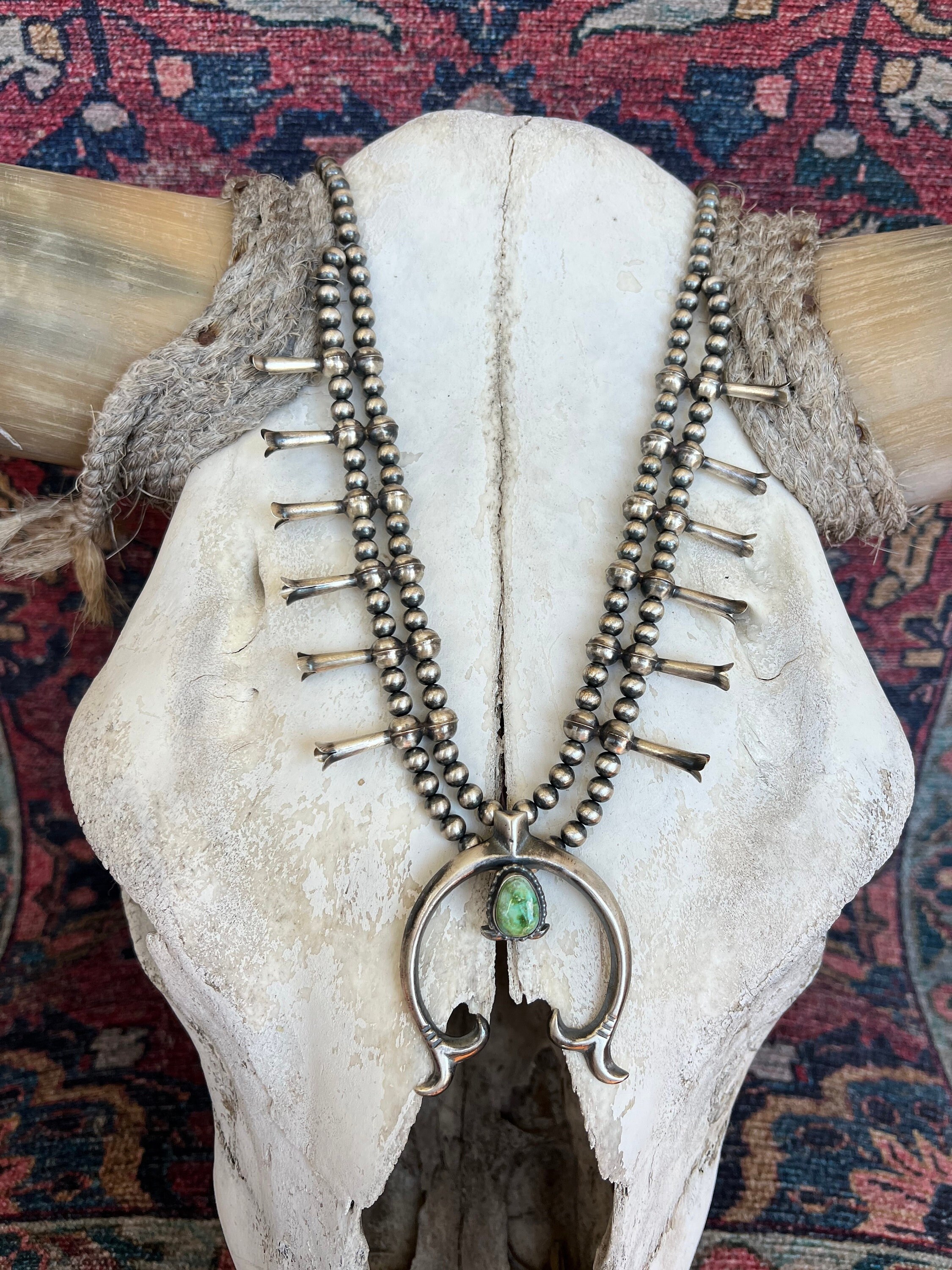 Rare Vintage Native American Navajo Yeibichai Sterling Silver Squash Blossom Necklace Old Rare Vintage Native American Navajo Yeibichai Sterling Silver Squash Blossom Necklace Old
