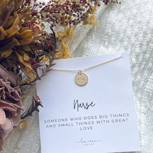Nurse Necklace/ Boxed Gift Set // Encouraging and Inspirational Jewelry// Tiny Heartbeat Necklace // Dainty Charm Necklace/ Gold Coin