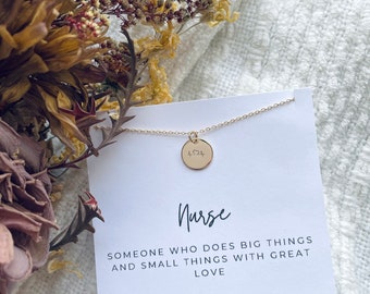 Nurse Necklace/ Boxed Gift Set // Encouraging and Inspirational Jewelry// Tiny Heartbeat Necklace // Dainty Charm Necklace/ Gold Coin