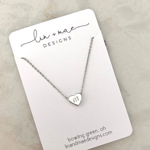 Dainty Initial Heart Necklace // Dainty Jewelry // Hand Stamped Jewelry // Mama Necklace // Gold + Silver + Rose Gold