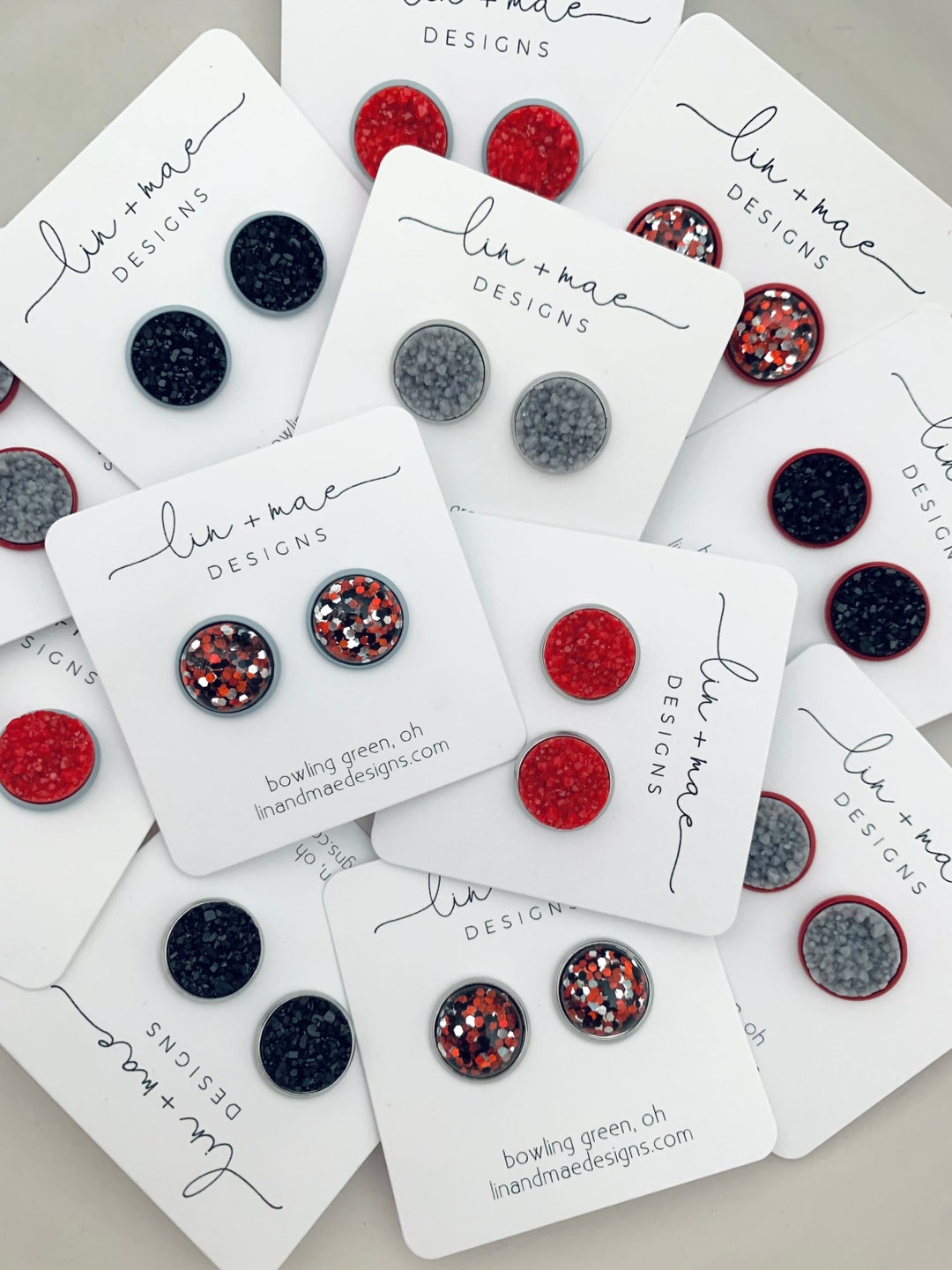 The Scarlet Collection // Faux Druzy Earring Studs // Handmade Earrings