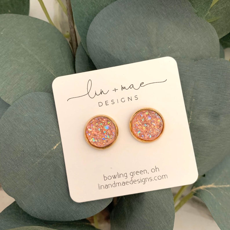 Blush Collection // Druzy Earring Studs Etsy